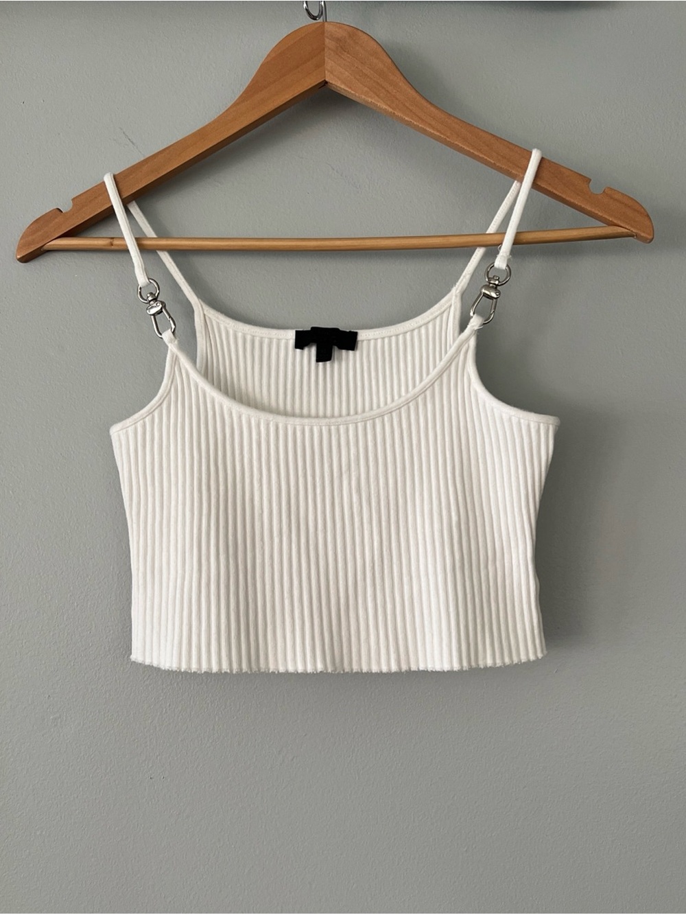 The Range White Women’s XS Cropped Ribbed Knit Tank Top w/Metal Clasps MSRP $139